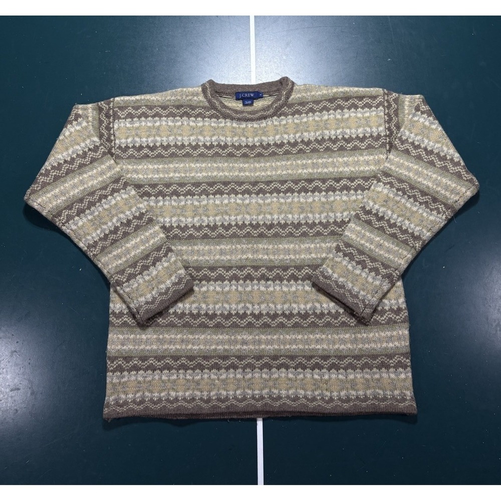 J Crew Fair Isle Wool Sweater Women's Small Earth Tones Nordic Crewneck Pullover